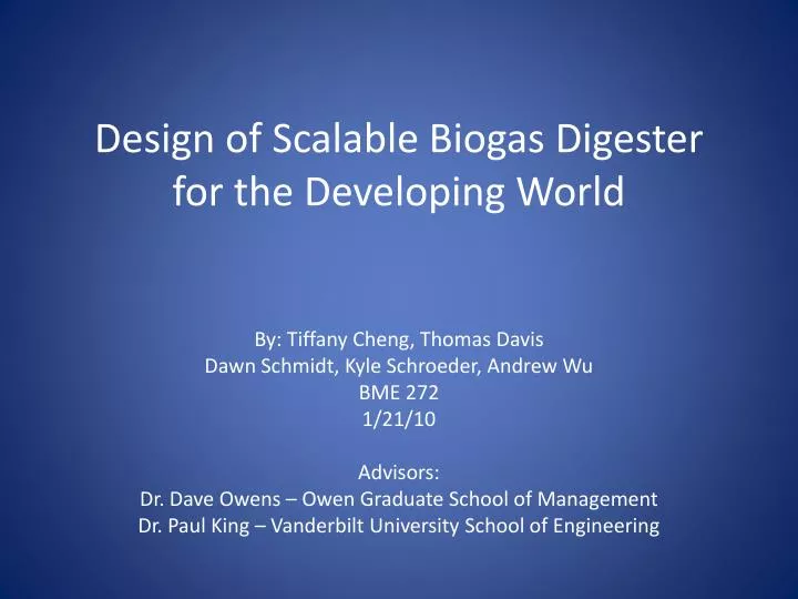 design of scalable biogas digester for the developing world