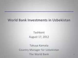 World Bank Investments in Uzbekistan