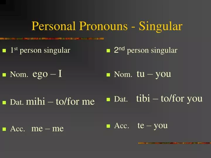 personal pronouns singular