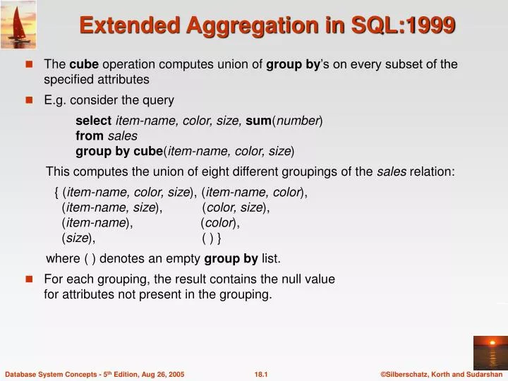 extended aggregation in sql 1999