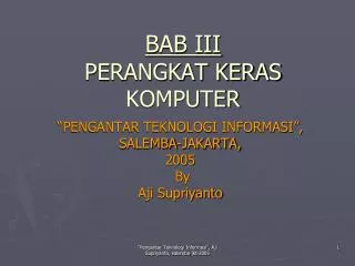 PPT - MATERI : PERANGKAT KERAS KOMPUTER PowerPoint Presentation, Free ...