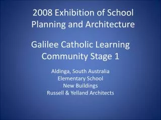 Galilee Catholic Learning Community Stage 1