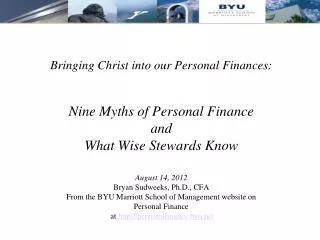 Bringing Christ into our Personal Finances: Nine Myths of Personal Finance and