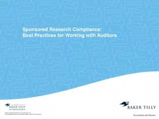 Sponsored Research Compliance: Best Practices for Working with Auditors
