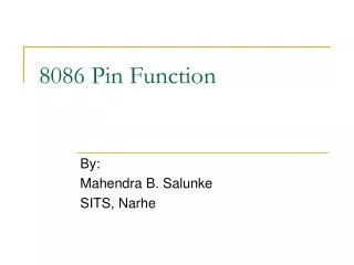 8086 Pin Function