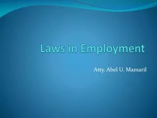 Laws in Employment