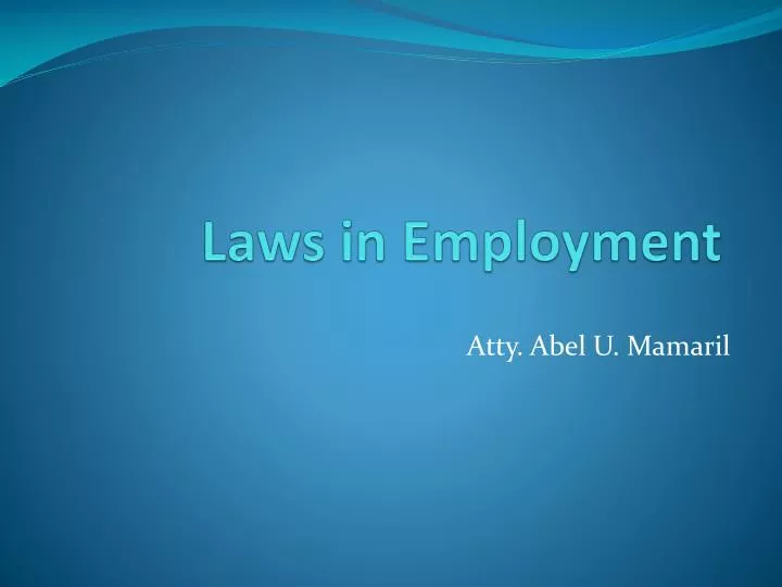 laws in employment