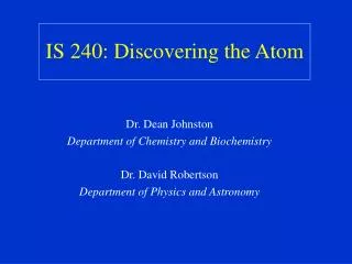 IS 240: Discovering the Atom