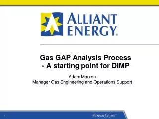 Gas GAP Analysis Process - A starting point for DIMP
