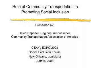 Role of Community Transportation in Promoting Social Inclusion