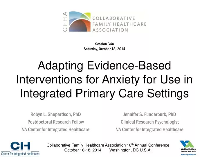 adapting evidence based interventions for anxiety for use in integrated primary care settings