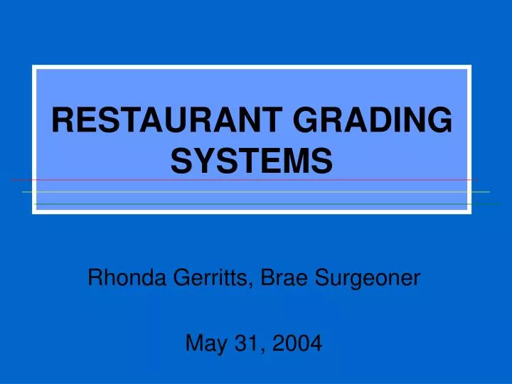restaurant grading systems
