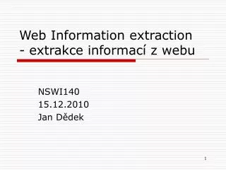 web information extraction extrakce informac z webu