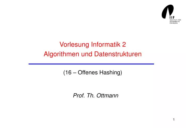 vorlesung informatik 2 algorithmen und datenstrukturen 16 offenes hashing