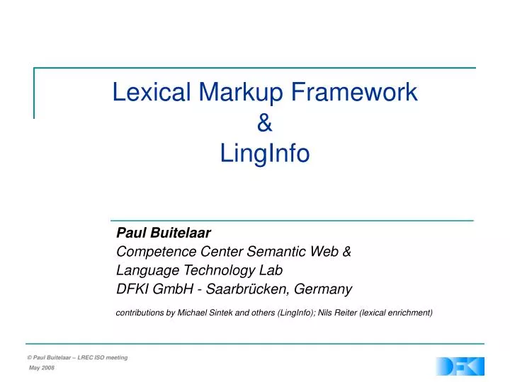 lexical markup framework linginfo