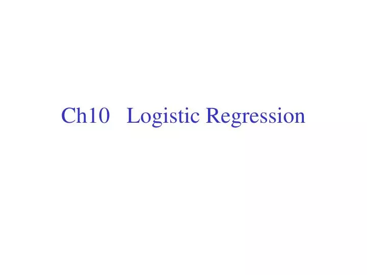 ch10 logistic regression