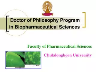 doctor of philosophy program in biopharmaceutical sciences