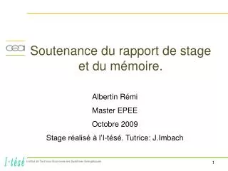 soutenance du rapport de stage et du m moire
