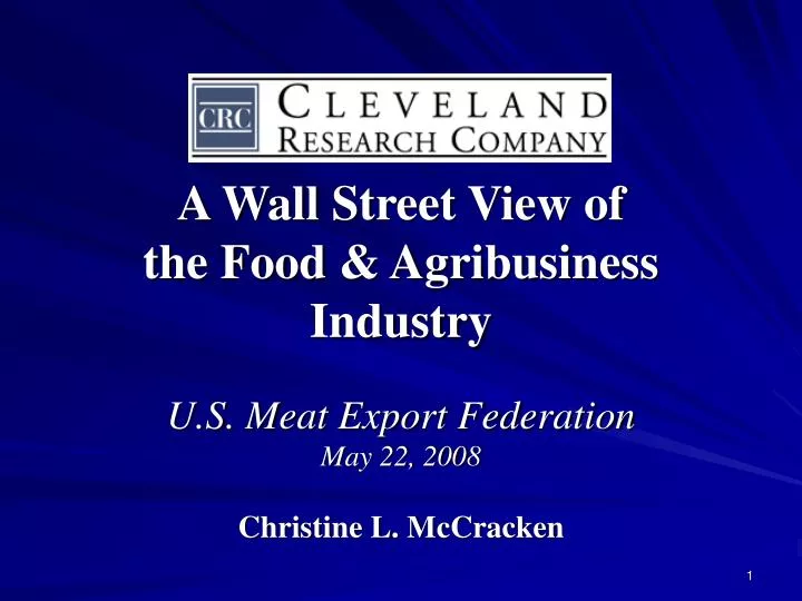 a wall street view of the food agribusiness industry