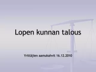 lopen kunnan talous