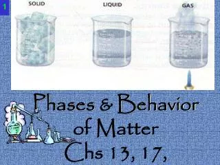 Phases &amp; Behavior of Matter Chs 13, 17,