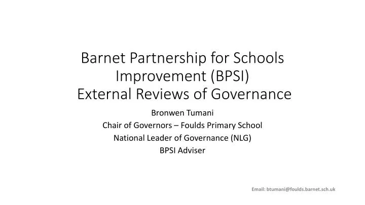 barnet partnership for schools improvement bpsi external reviews of governance