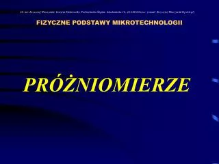 fizyczne podstawy mikrotechnologii