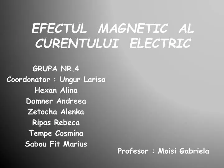 efectul magnetic al curentului electric
