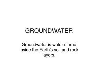 GROUNDWATER