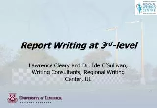 Report Writing at 3 rd -level