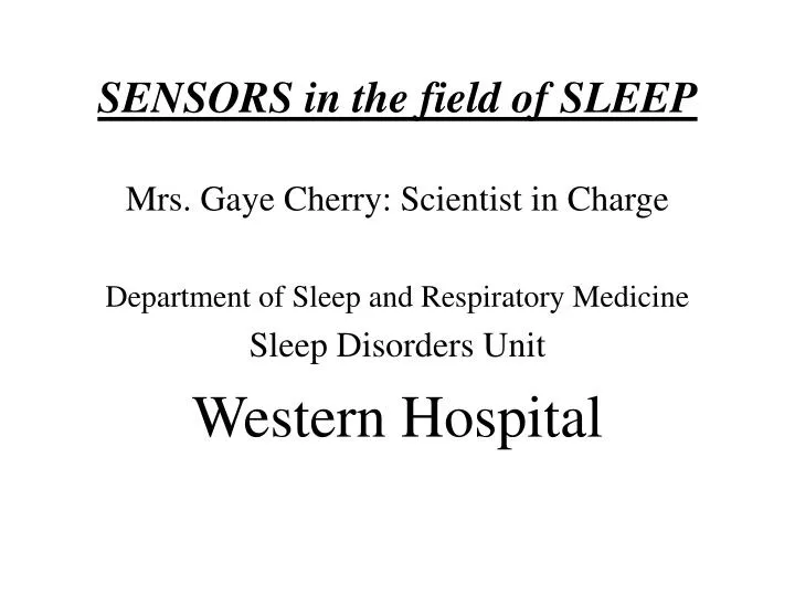 sensors in the field of sleep