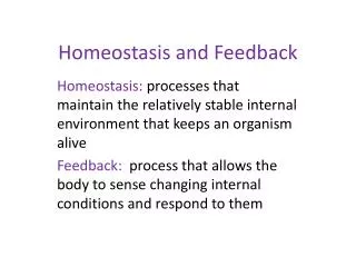 Homeostasis and Feedback