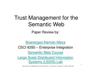 Trust Management for the Semantic Web