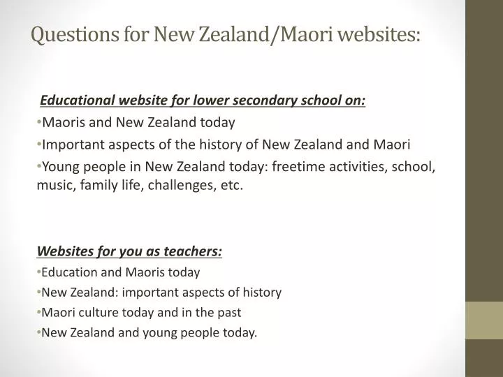 questions for new zealand maori websites