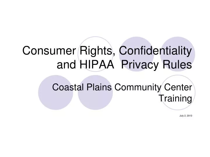 consumer rights confidentiality and hipaa privacy rules