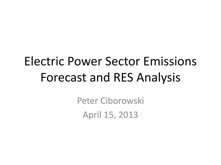 electric power sector emissions forecast and res analysis