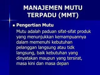 manajemen mutu terpadu mmt