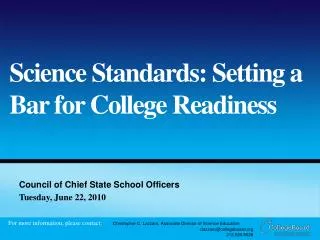 Science Standards: Setting a Bar for College Readiness