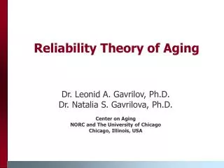 Reliability Theory of Aging