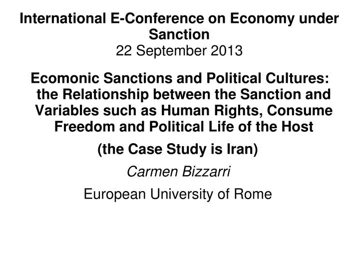 international e conference on economy under sanction 22 september 2013