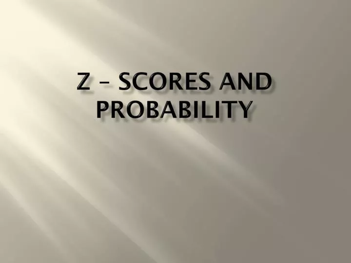 z scores and probability