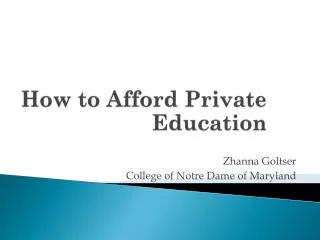 How to Afford Private Education