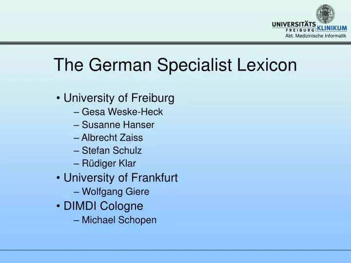 the german specialist lexicon