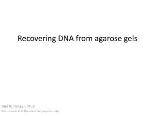 Recovering DNA from agarose gels