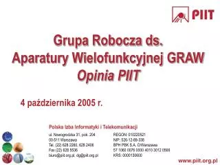 grupa robocza ds aparatury wielofunkcyjnej graw opinia piit