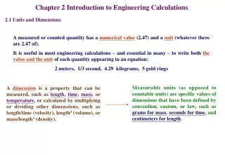 Chapter 2 Introduction to Engineering Calculations