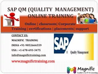 SAP QM ONLINE TRAINING IN SOUTH AFRICA