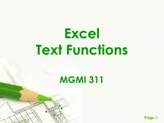 Excel Text Functions MGMI 311