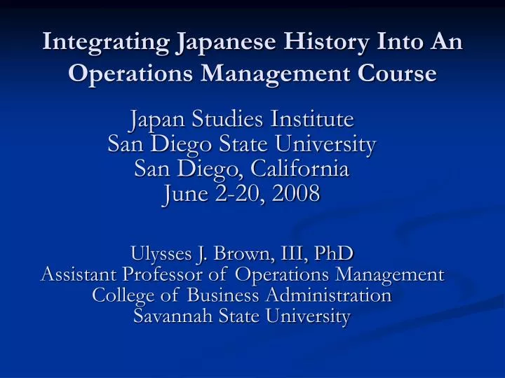 integrating japanese history into an operations management course