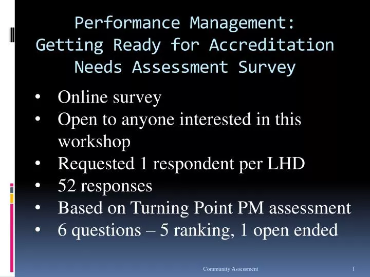 performance management getting ready for accreditation needs assessment survey